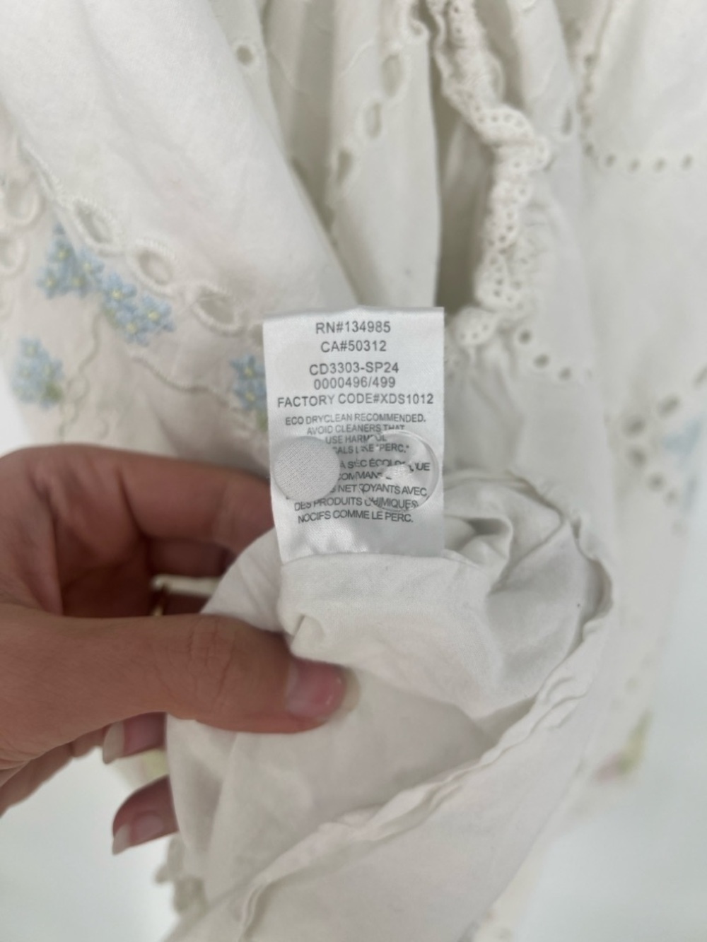 For Love And Lemons Andrea White Eyelet Strappy Mini Dress with Floral Motif L - Picture 9 of 9